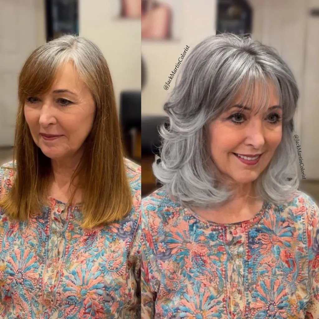 Silver Hair With Wispy Bangs  