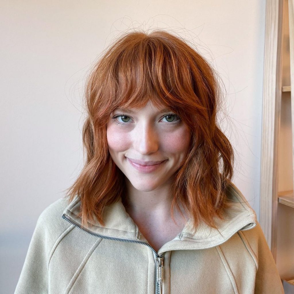 Textured Lob With French Bangs 