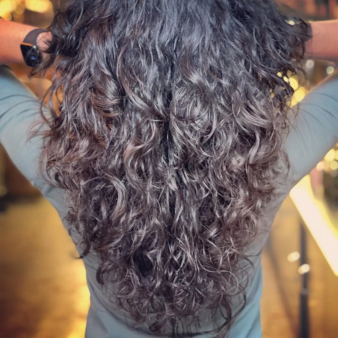 long hair with waterfall layers