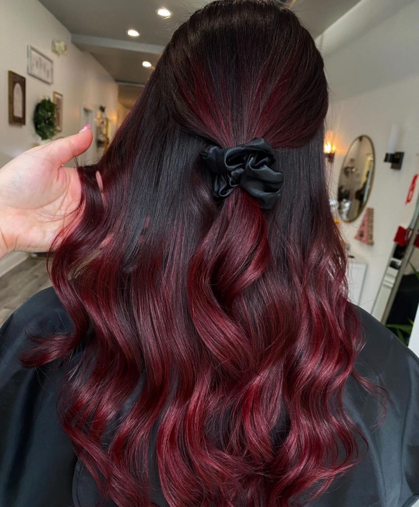 black and burgundy blend hairstyle
