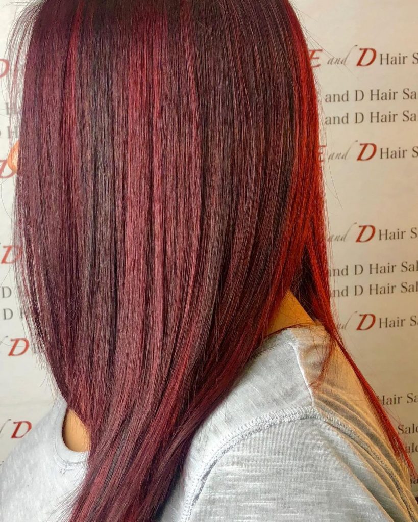 cheveux roux et bruns mélangés