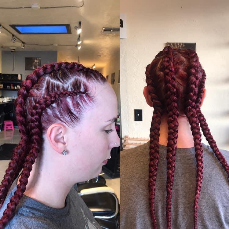 burgundy dutch braids