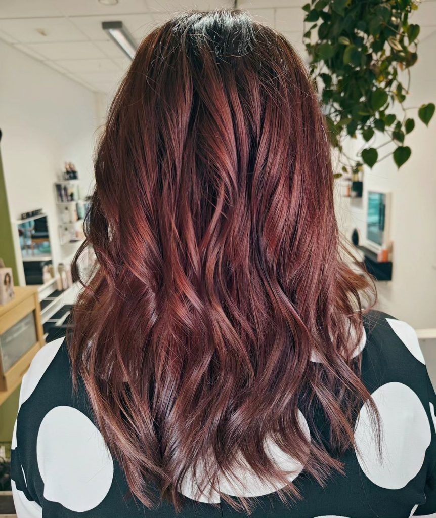 burgundy wavy hair