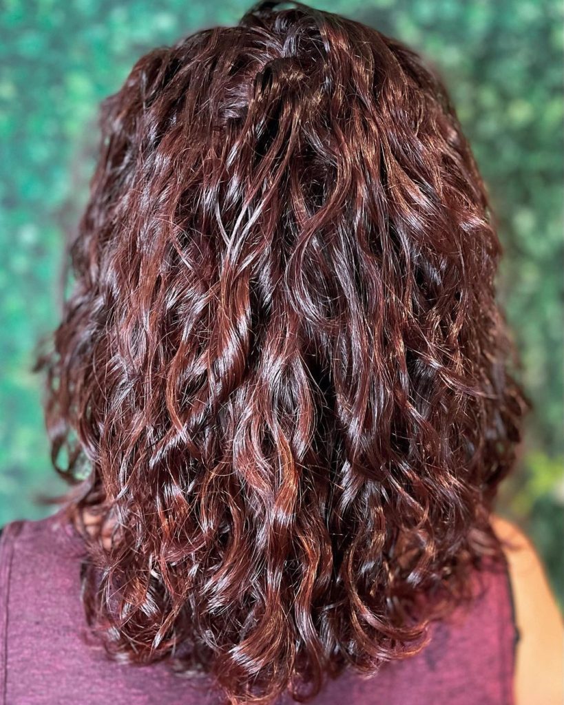 cherry red curly hair