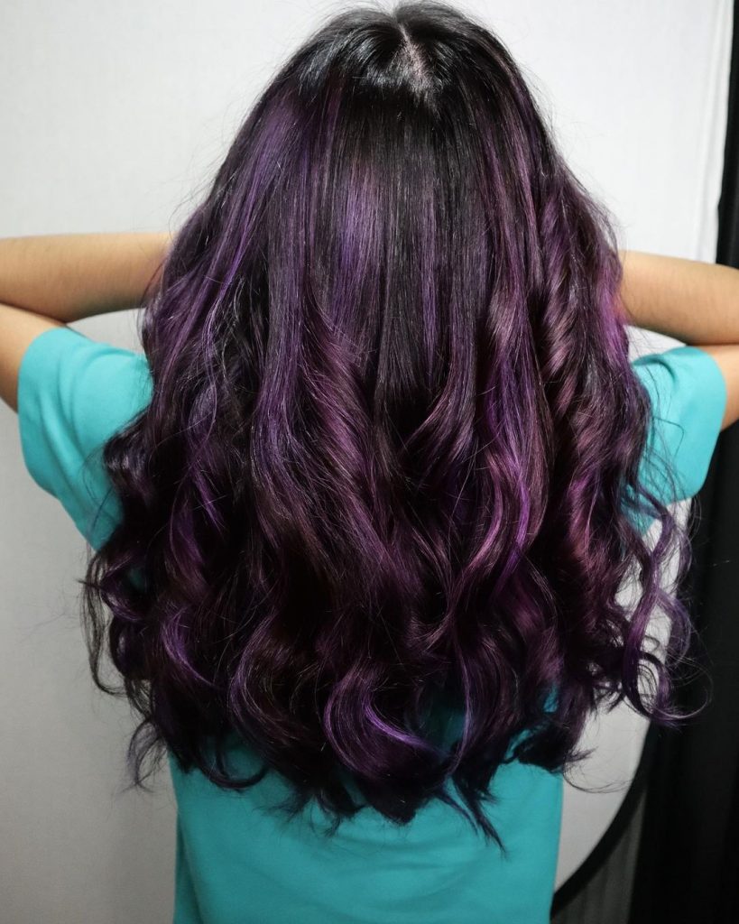 dark purple balayage waves