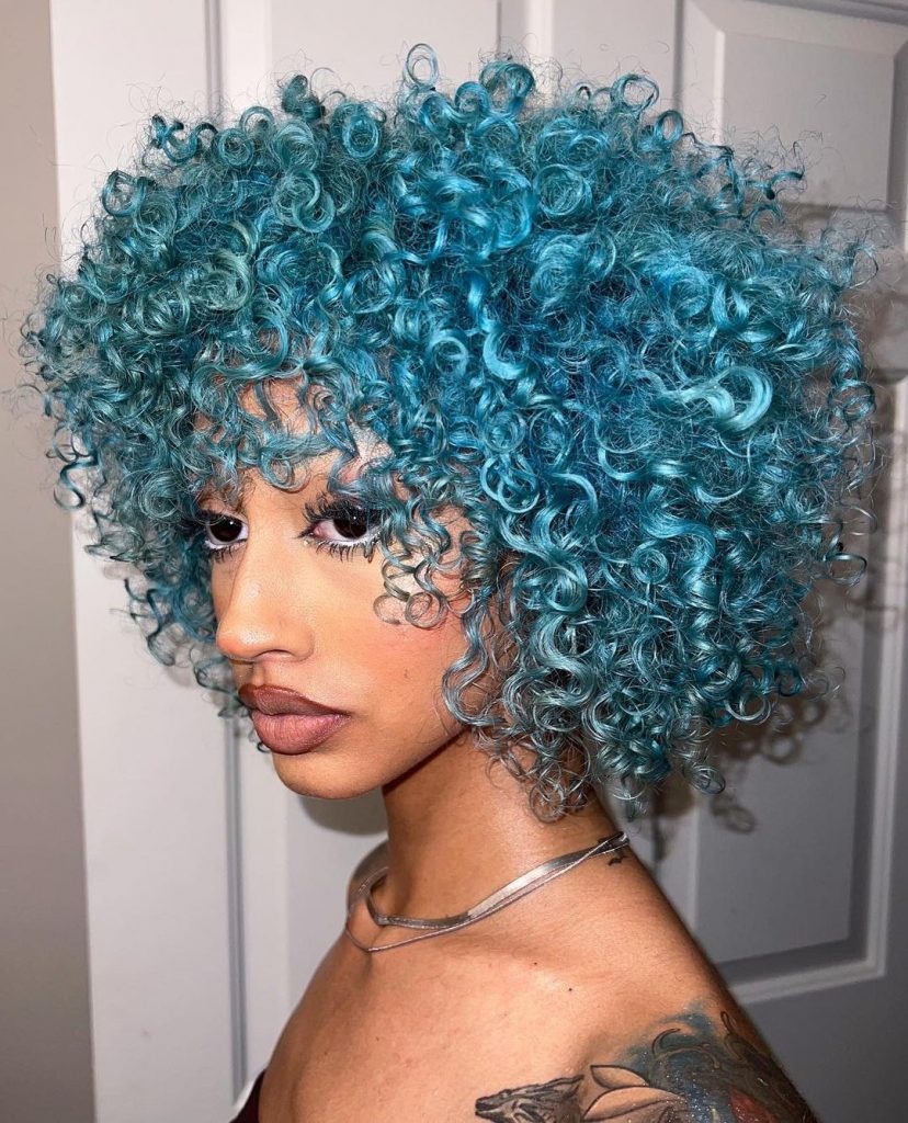 pastel blue short curls