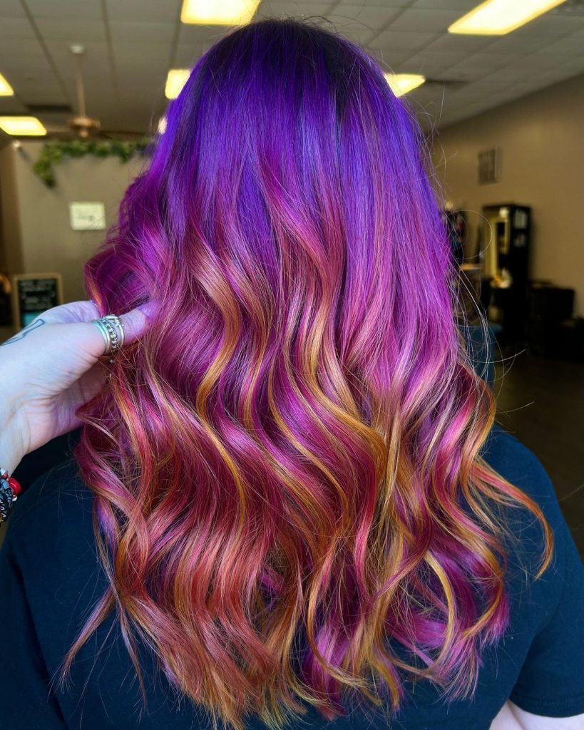 purple waves with yellow highlights
