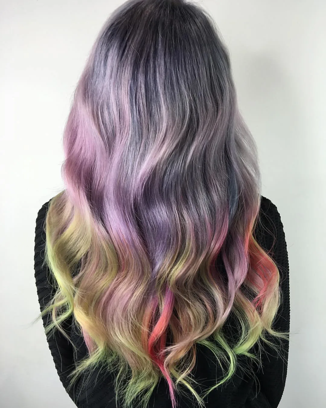 rainbow wavy hair
