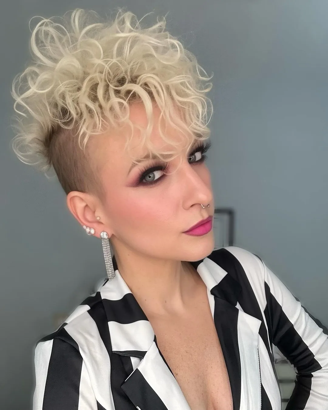 curly pixie cut with undercut
