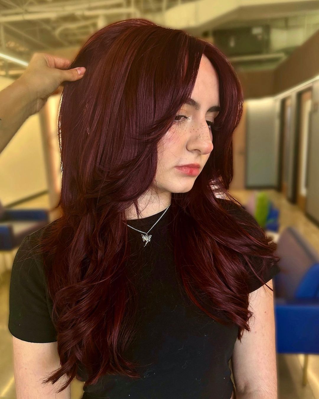 cabelo vermelho cereja aveludado