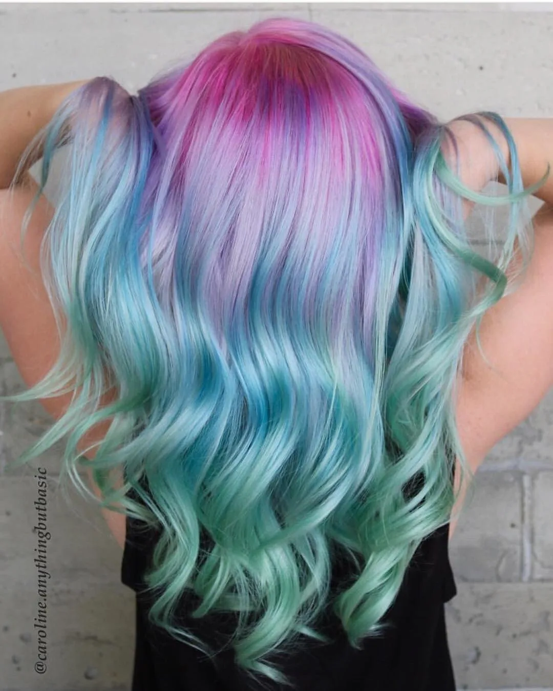 pastel dyed hair with waterfall layers