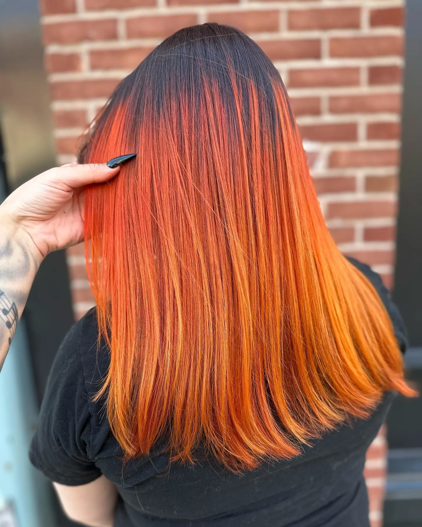 intense copper with black roots