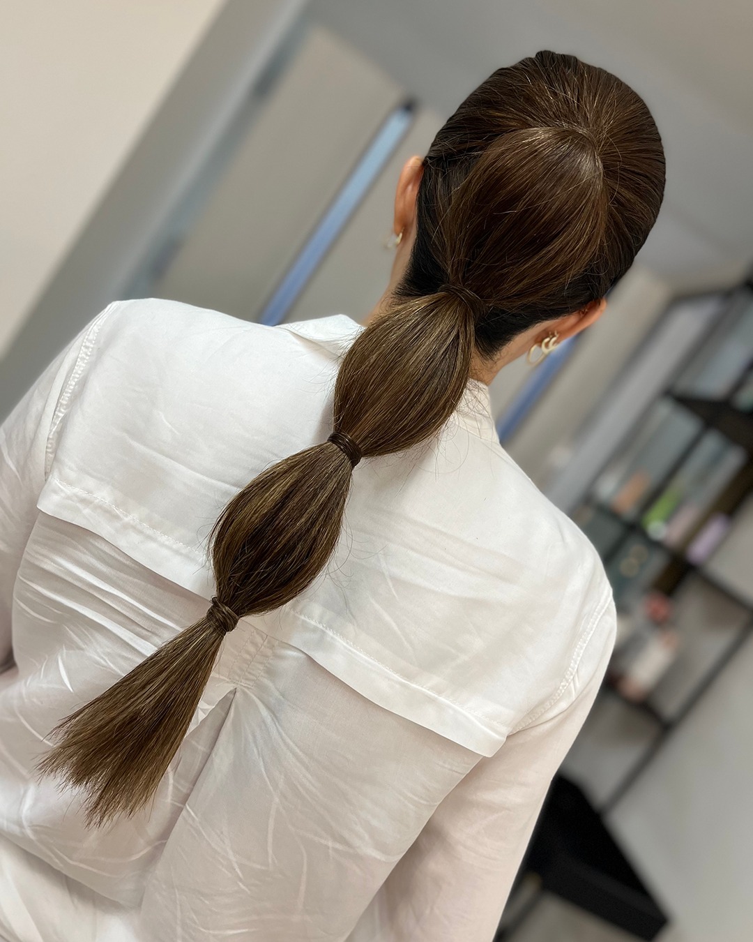 mid-height bubble ponytail