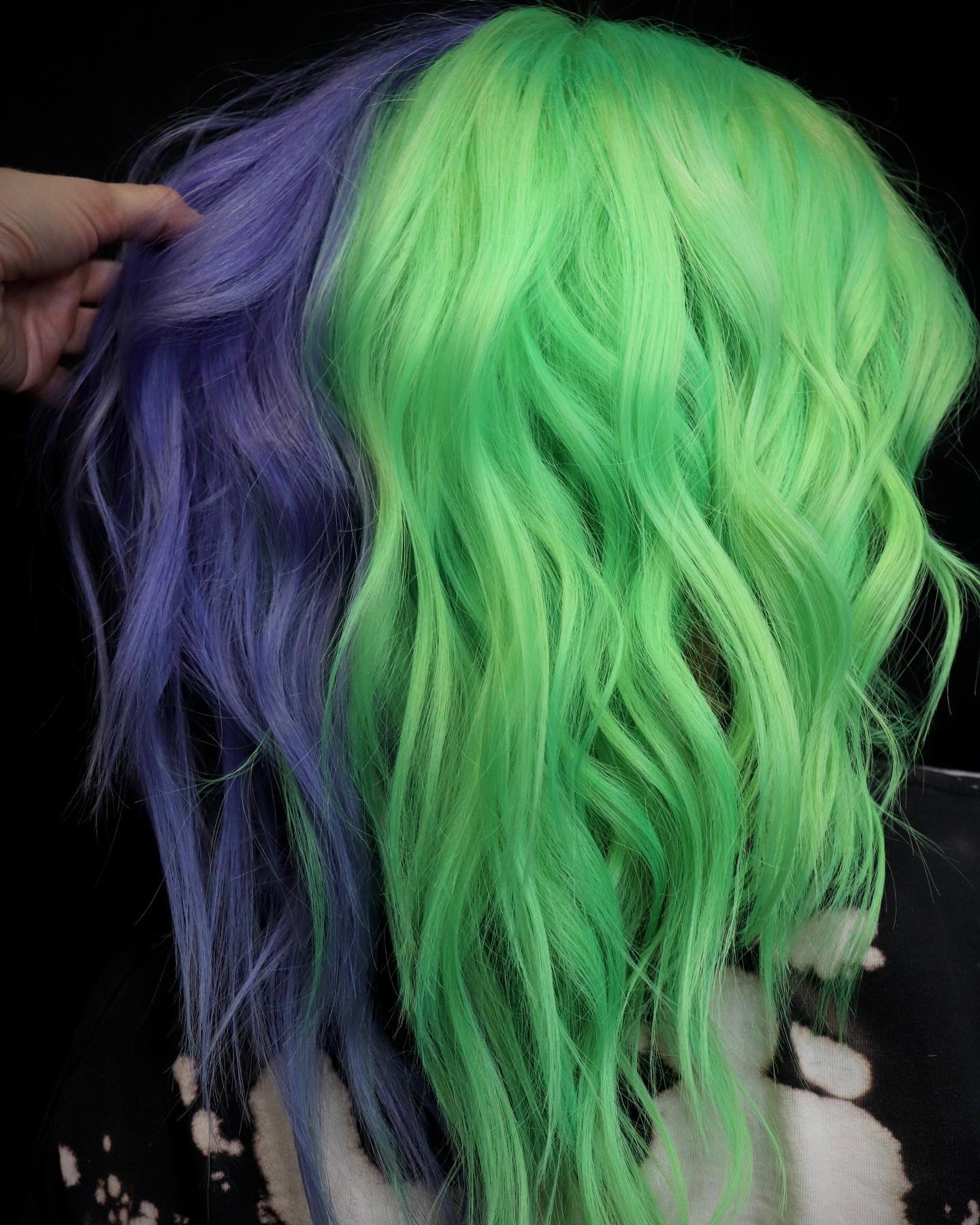 eggplant and emerald gemini hair