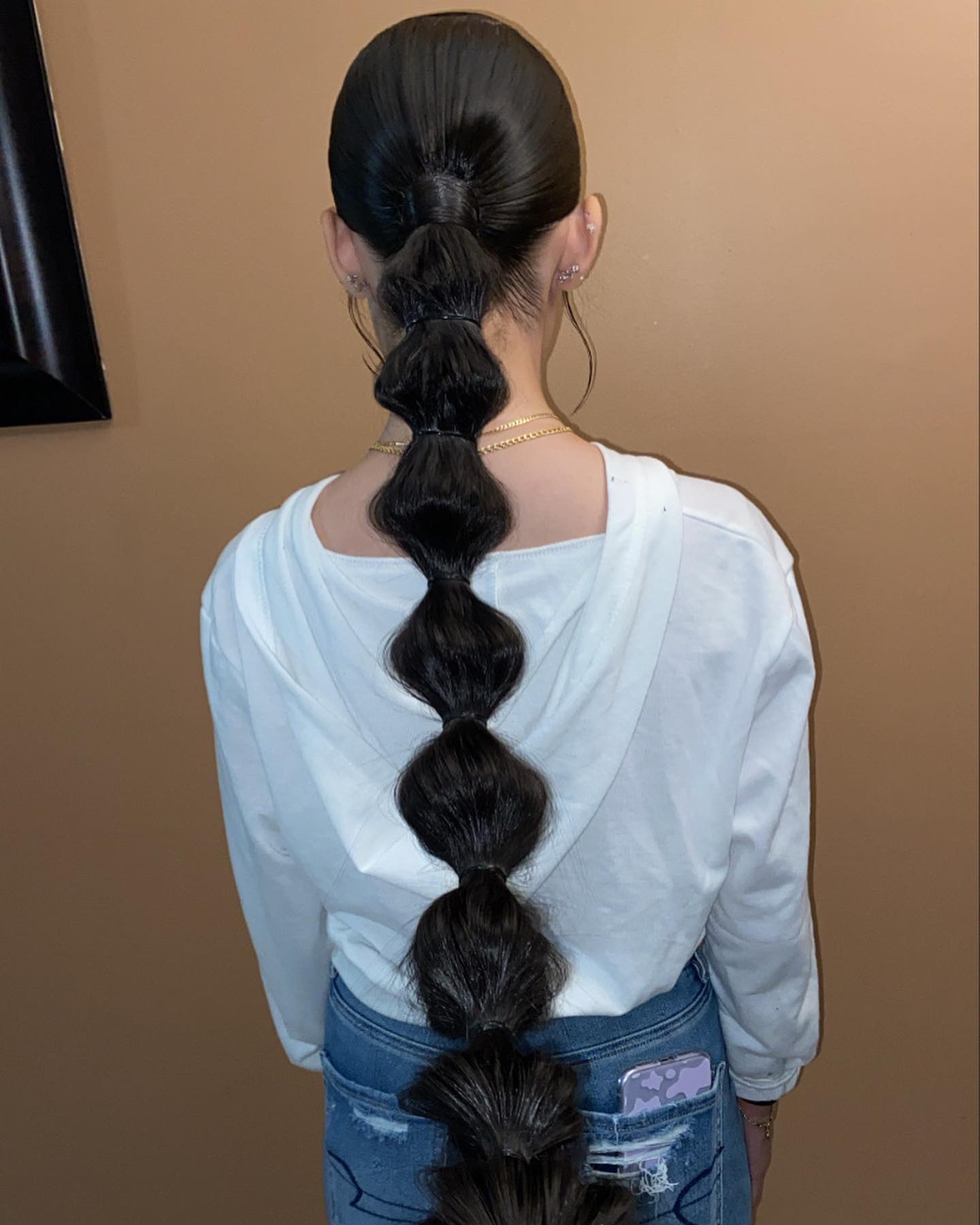 ultra-long bubble braid ponytail