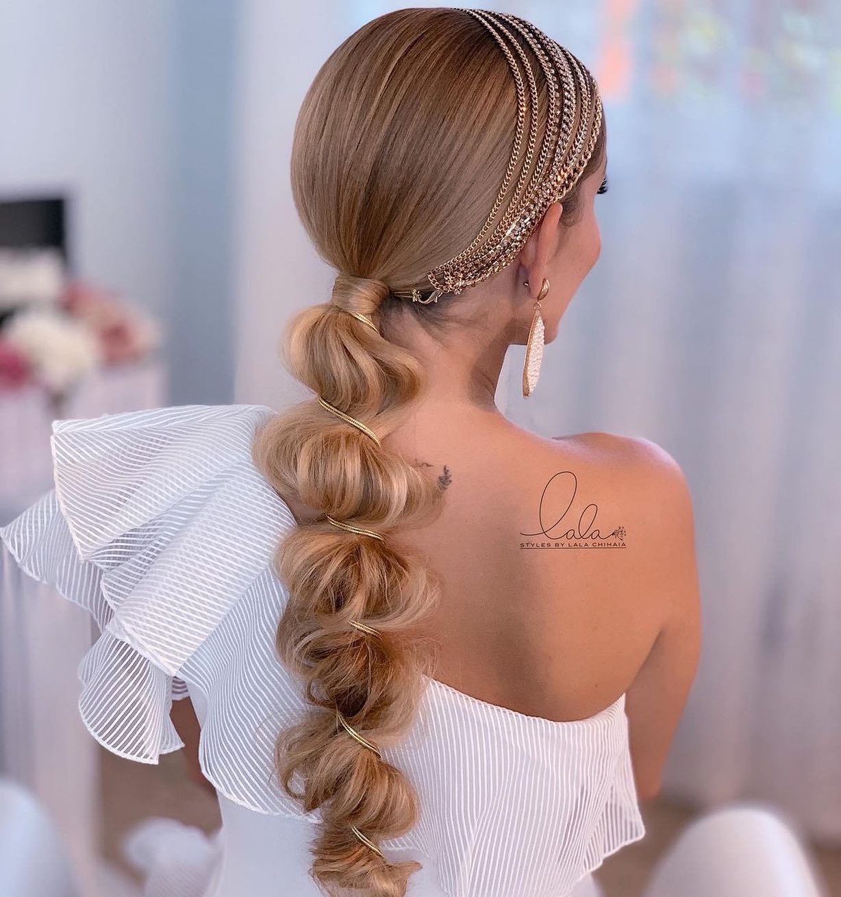 fluffy low bubble braid ponytail