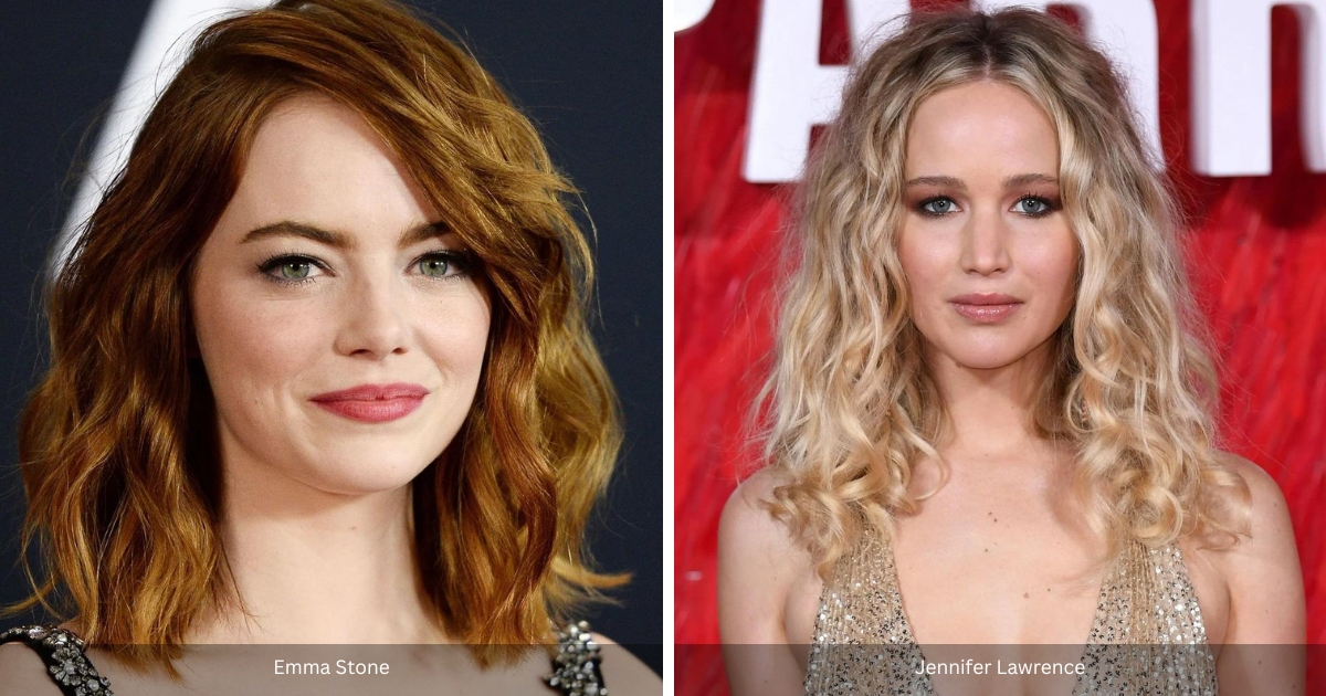 Emma Stone and Jennifer Lawrence with wavy hairstyles
