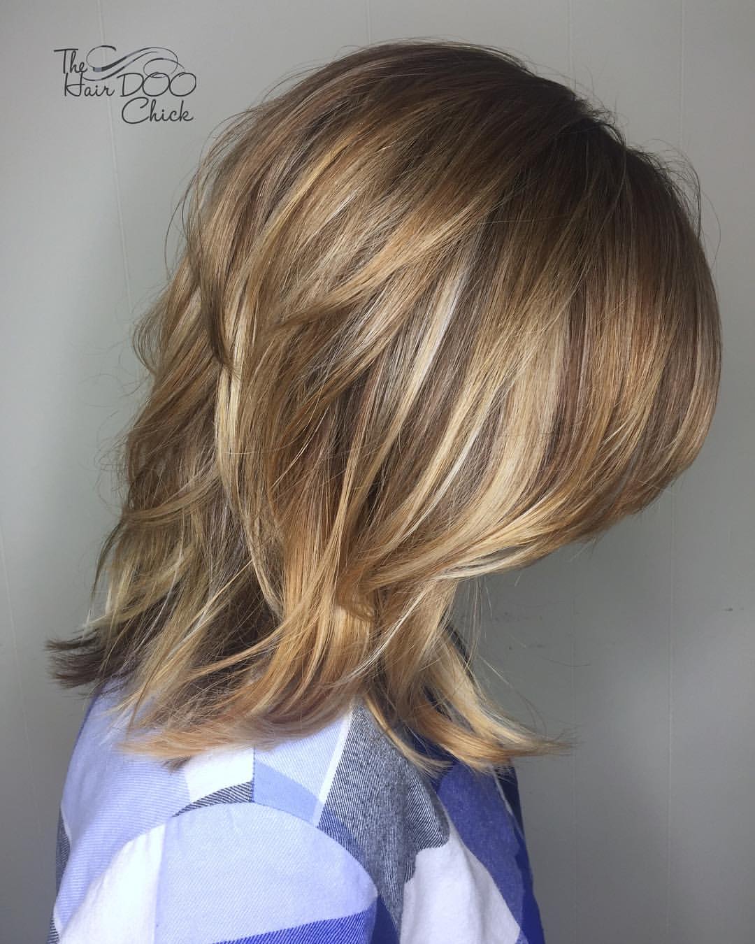 Layered Hair With Golden Teasy Lights 