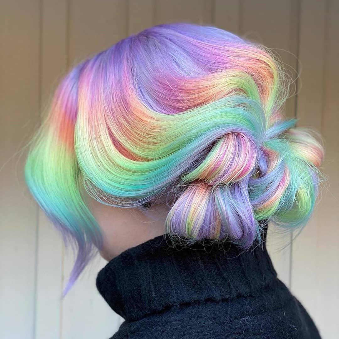 Peinado arco iris pastel 