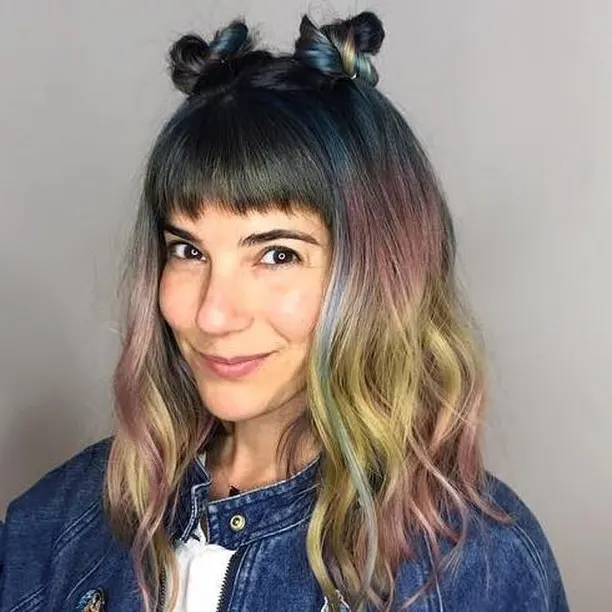 Space Buns And Rainbow Waves 