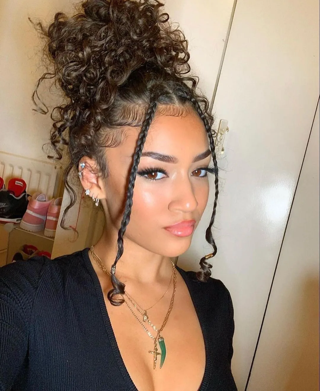 curly pineapple updo 