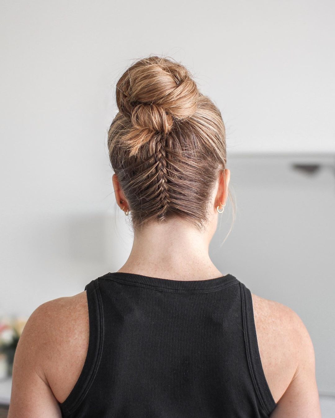 braided updo with top bun