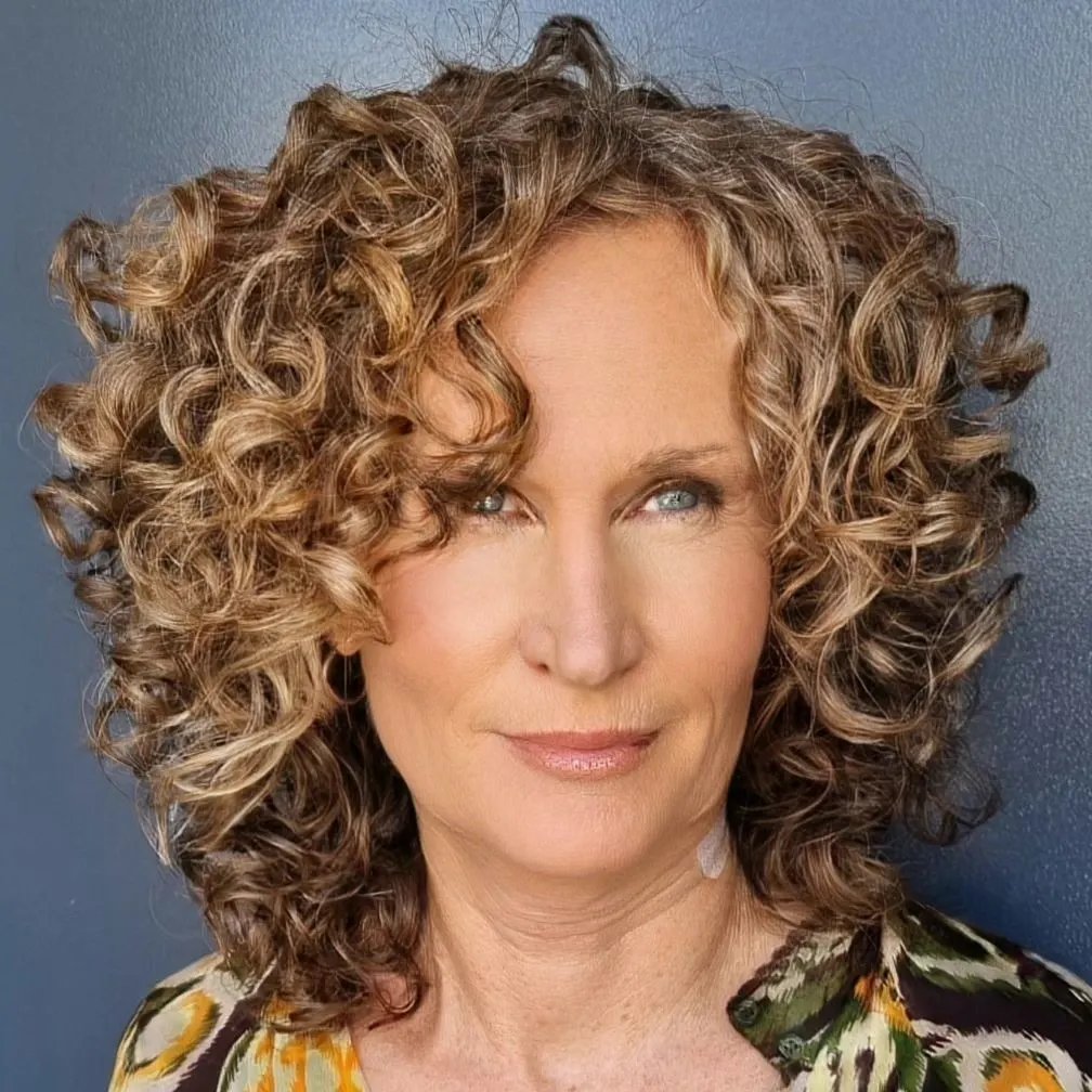 curly bob with face framing layers