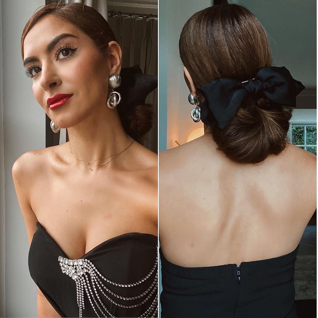elegant updo with a bow