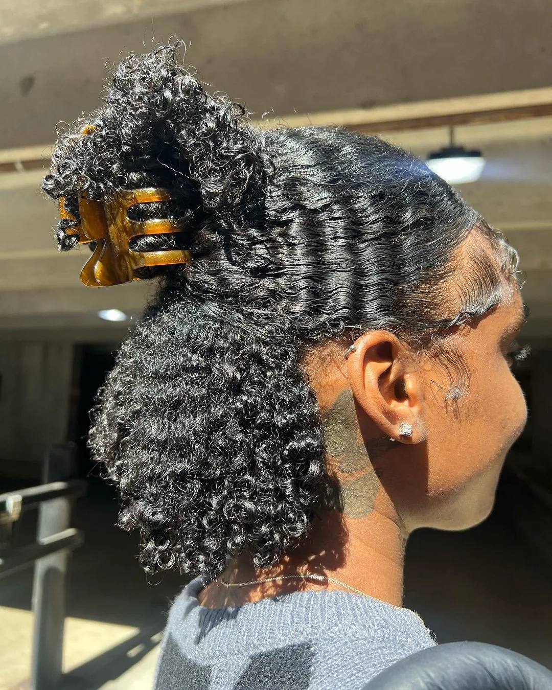 half up with a claw clip