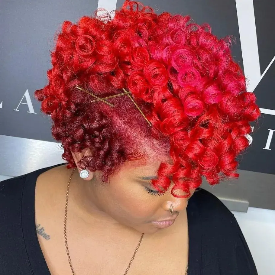 intense red pixie cut