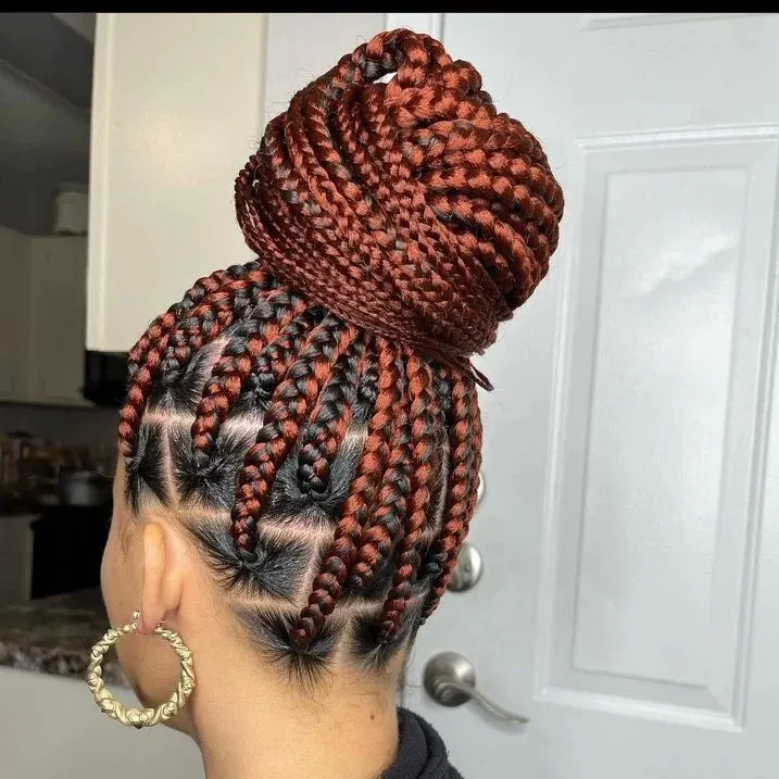 knotless braids in high bun