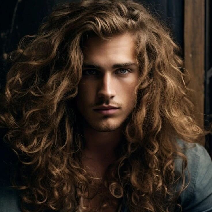 long curls and thick male hair
