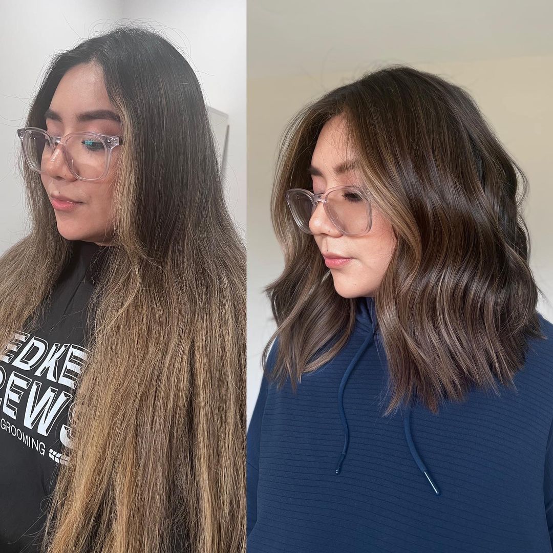 trasformazione dei capelli da lunghi a medi