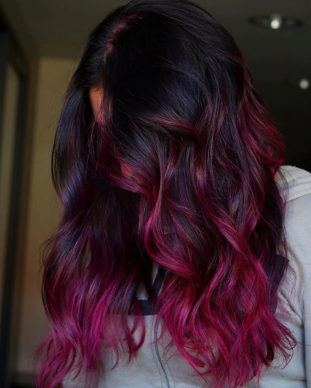 mermaid pink highlights in black hair