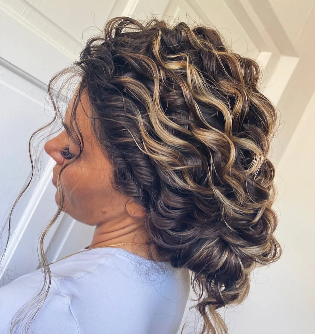 natural waves updo for curly hair