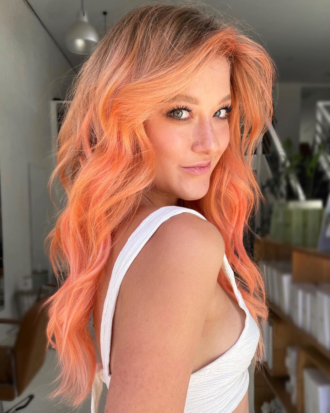 pastel orange long hair