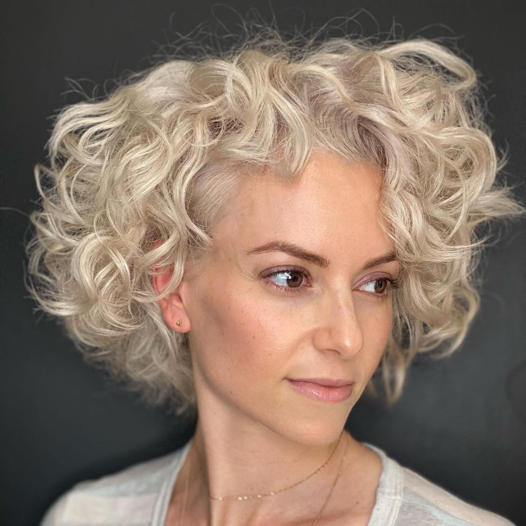 platinum blonde rezo cut for curly bob hairstyle