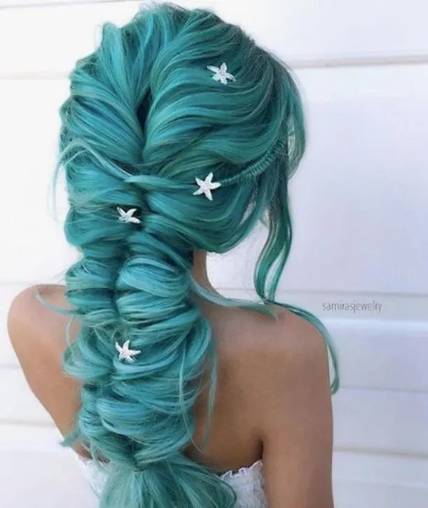 teal mermaid braids