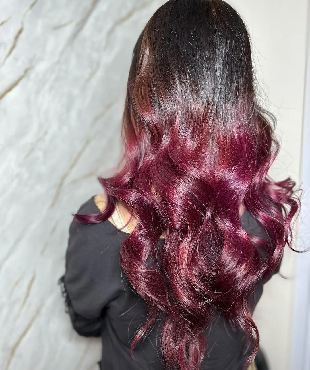 wine ombre on black hair