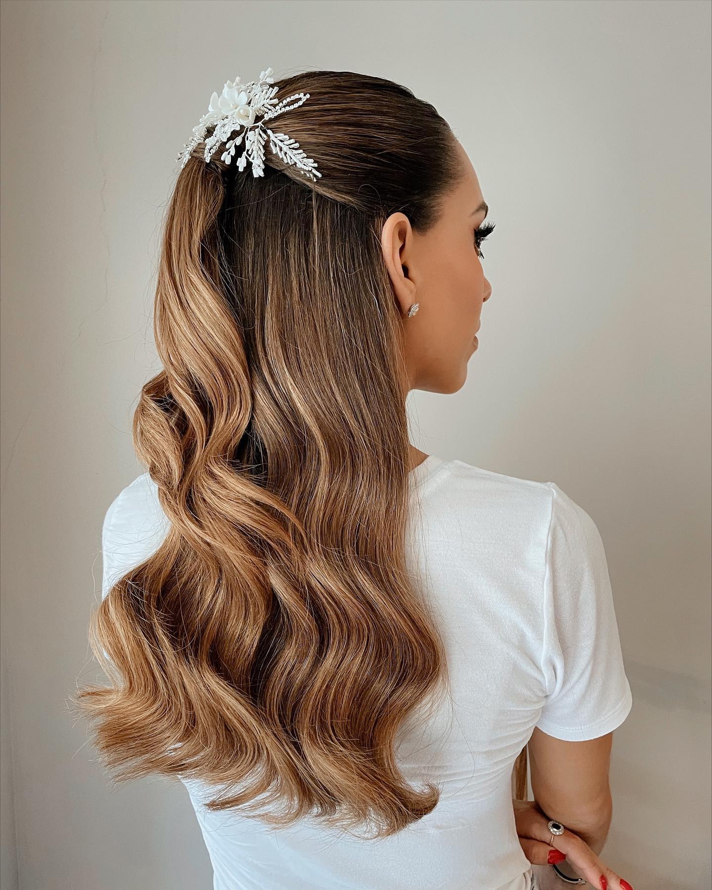 bridal half ponytail hairstyle