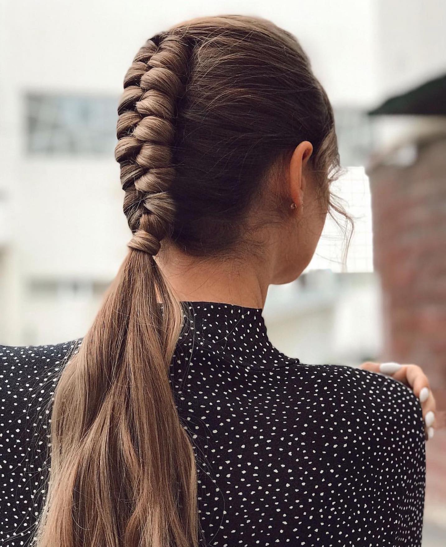 dutch infinity braid into ponytail