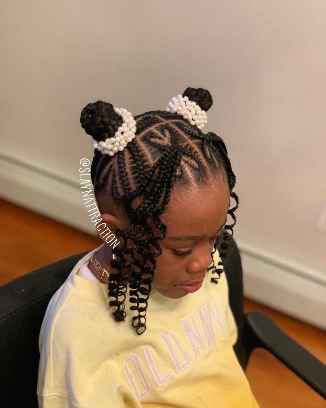 Space Buns Cornrows With Pearls