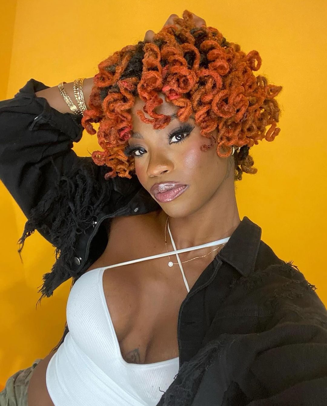 black and ginger short curly african american hair