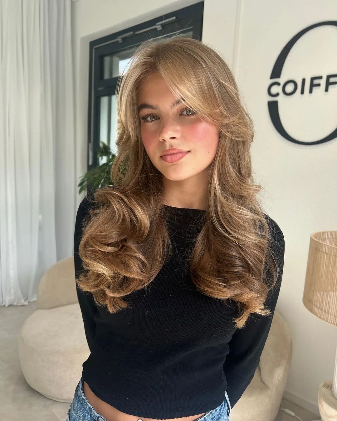 brown waves with blonde babylights