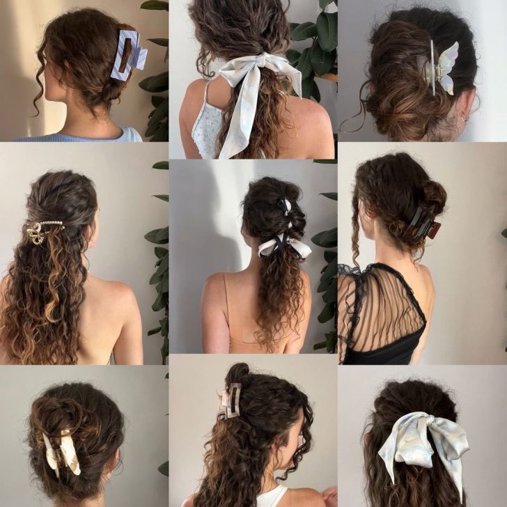 how to put long curly hair in claw clip