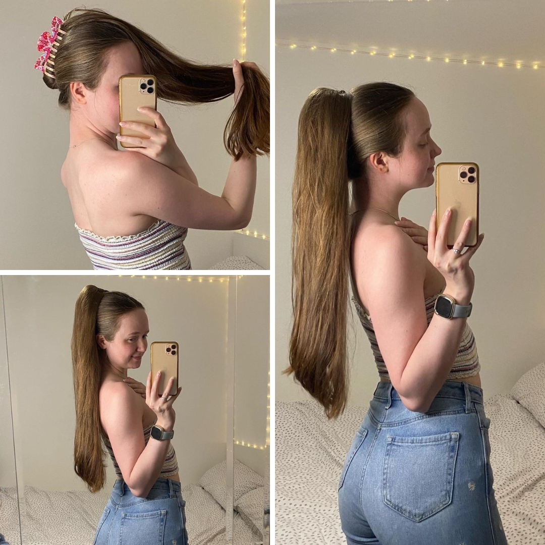 claw clip ponytail on long hair