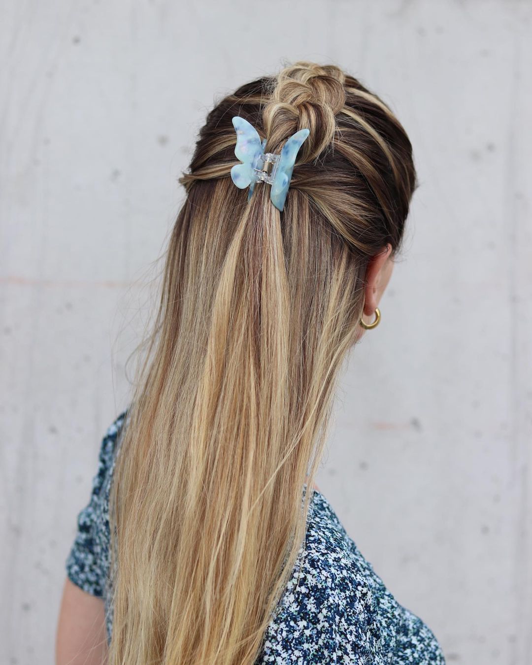 dutch braid and butterfly claw clip