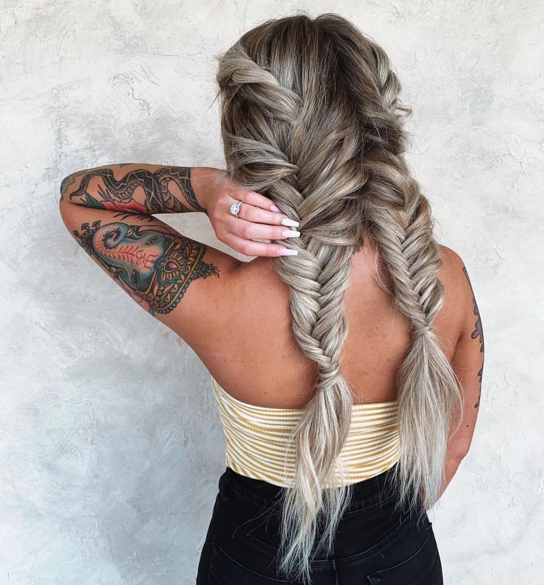 fishtail braided pigtails