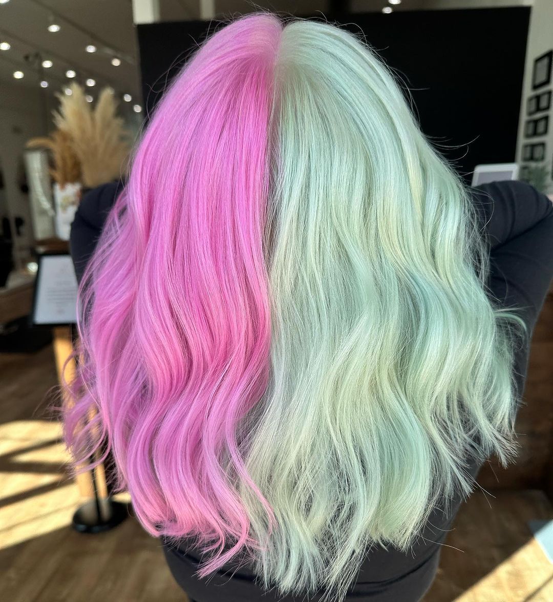 mint pink gemini hair waves