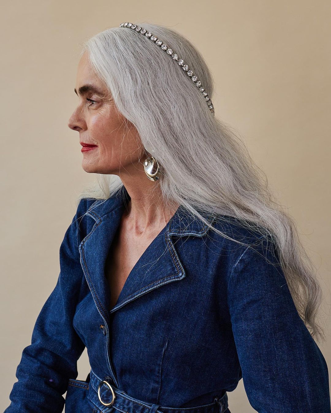 long silver hair with a halo